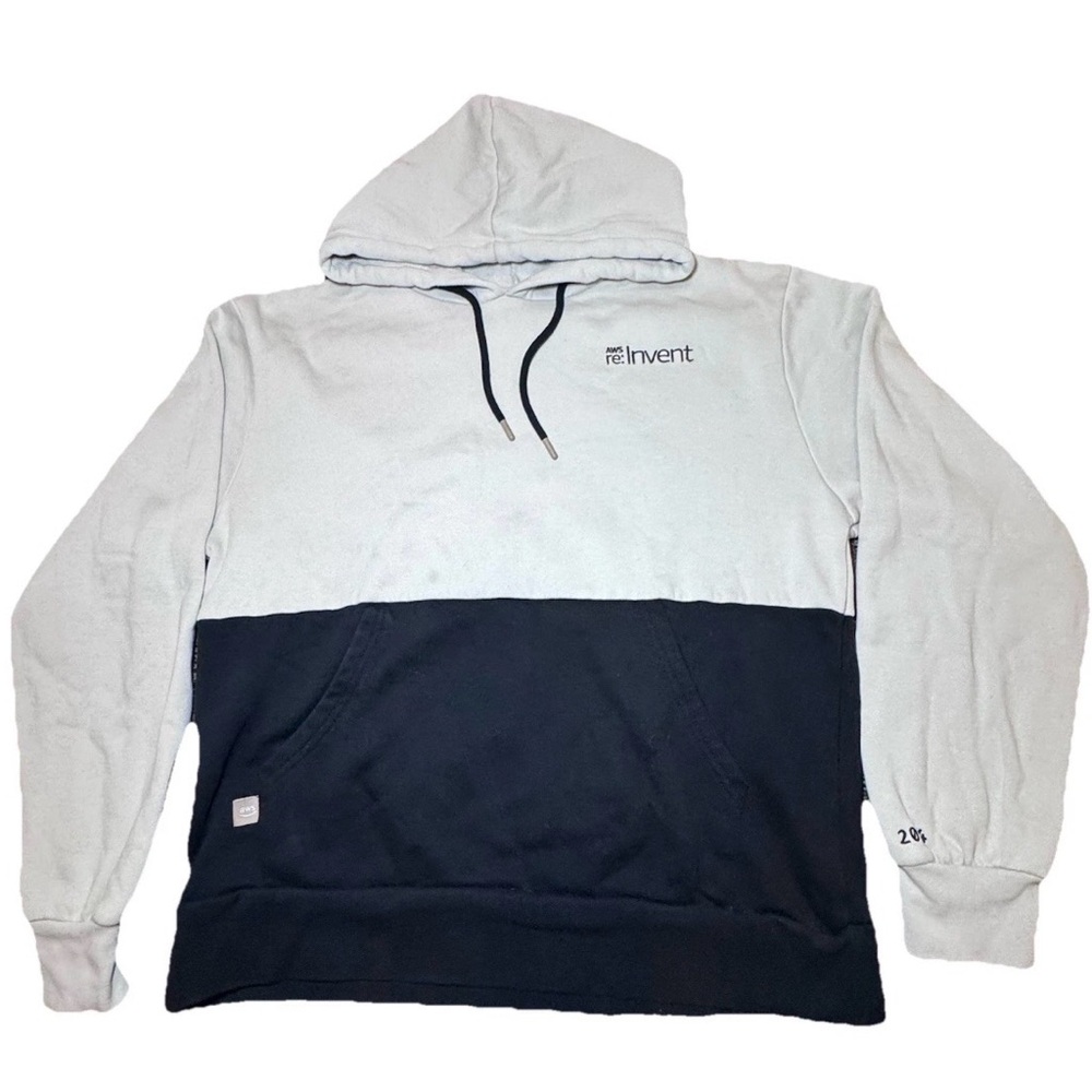 AWS Re:Invent 2024 Hoodie Mens Large Colorblock Cream Black Pullover